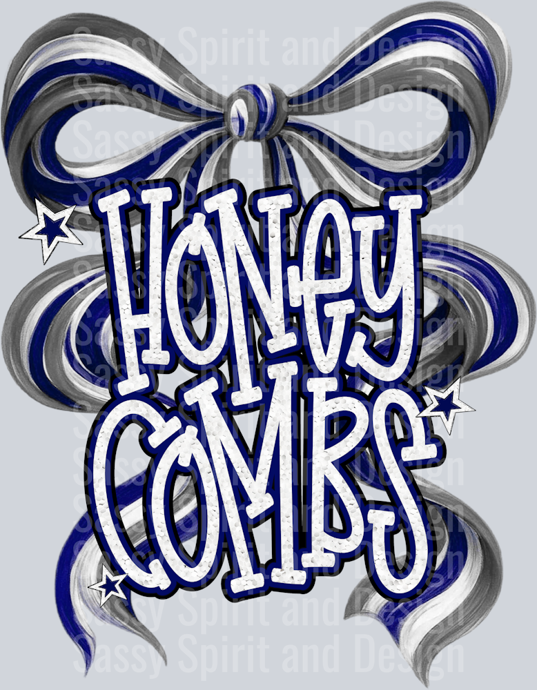 HONEYCOMBS NAVY WHITE BOW GLITTER