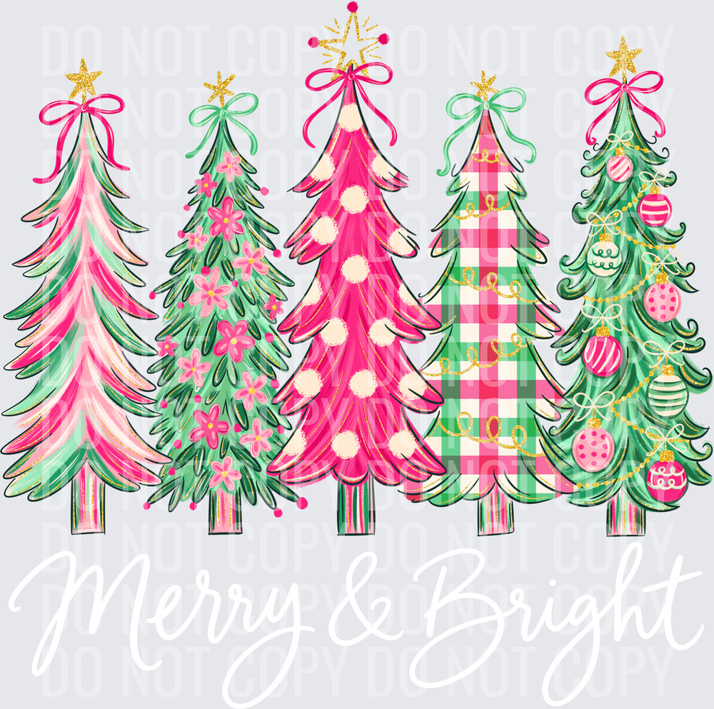 Merry and Bright Christmas Trees WHITE