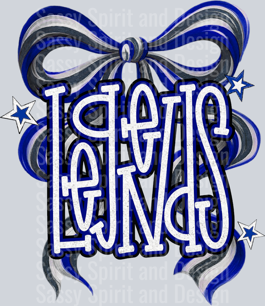 LEGENDS BLUE WHITE GLITTER BOW