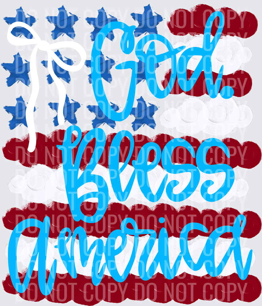 God bless America blue with bow