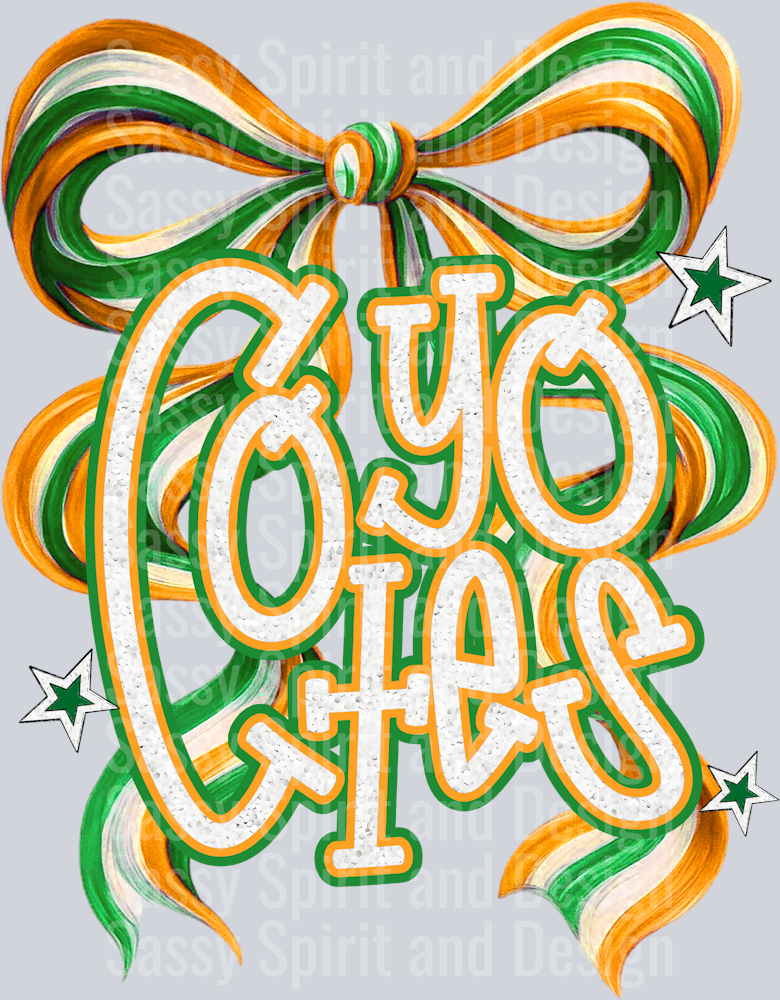 COYOTOES GREEN ORANGE BOW GLITTER
