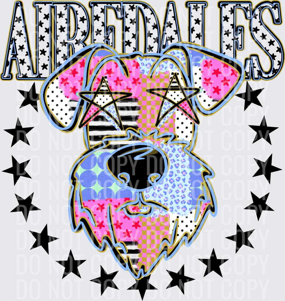KayndiDesigns 09.26 Patchwork Varisty Stars Airedales