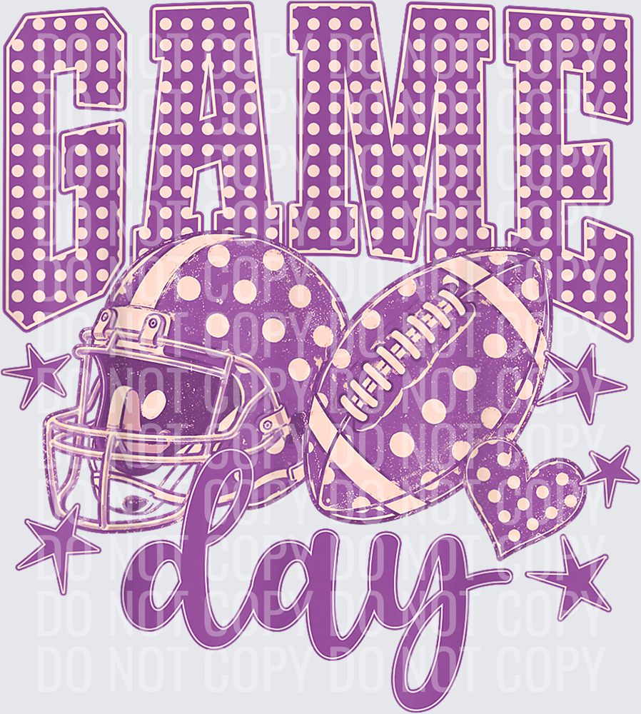 Purple Football Game Day Polka Dot Touchdown Season T-Shirt