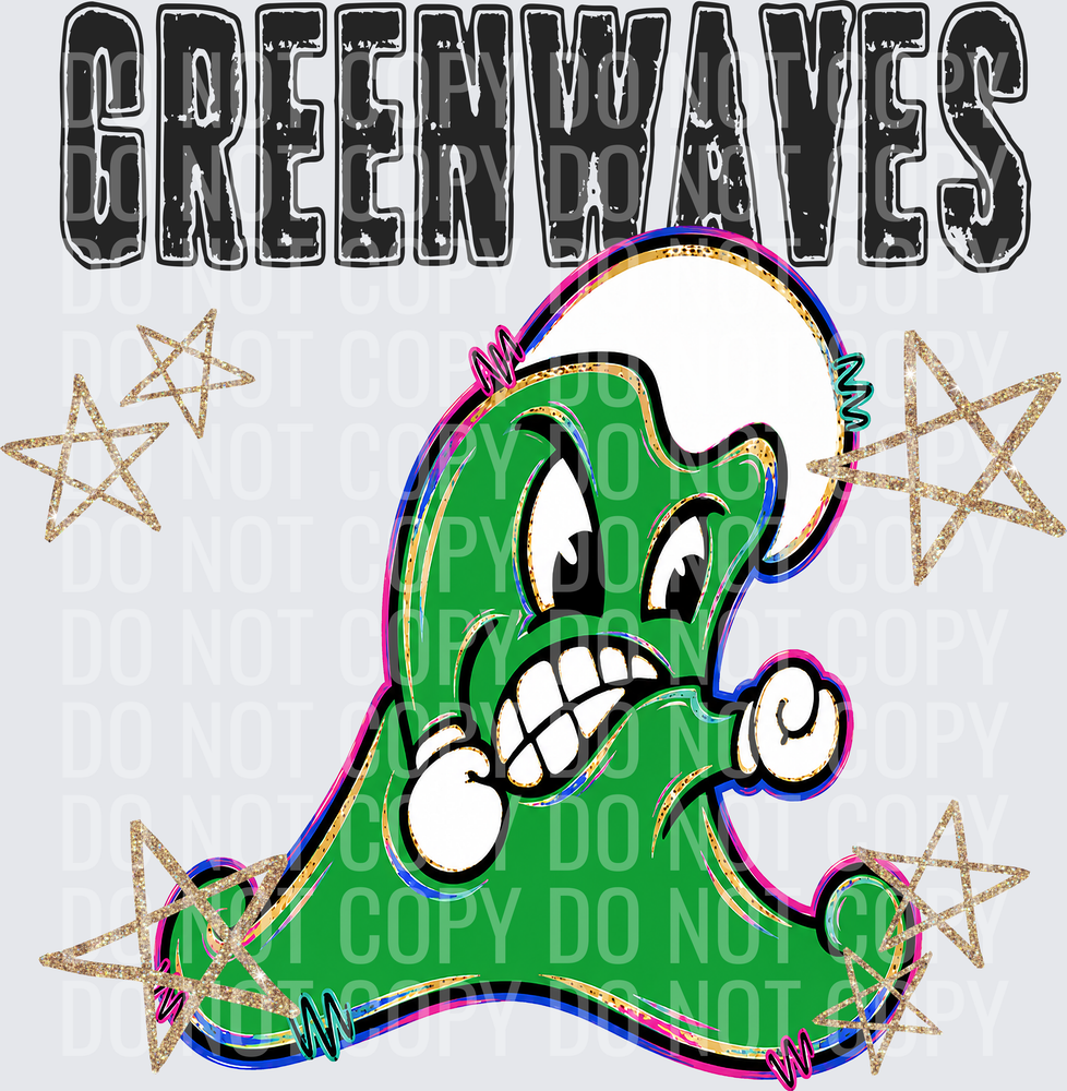 KayndiDesigns 08.26 Grunge Varsity Green Waves
