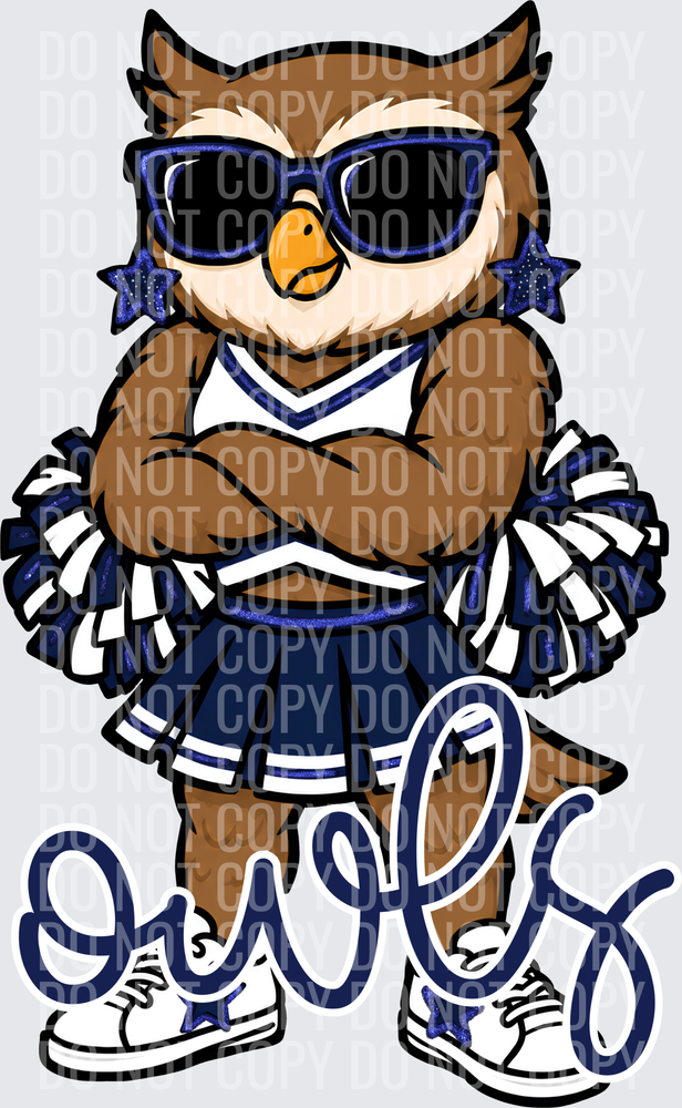 Owls Cheer Navy White