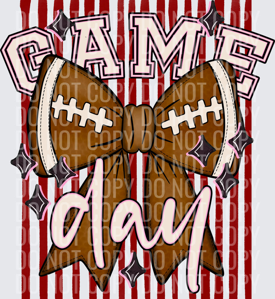 KayndiDesigns 05.26 Game Day Football Bow Maroon