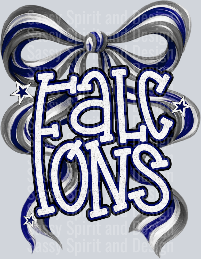 FALCONS NAVY BOW GLITTER