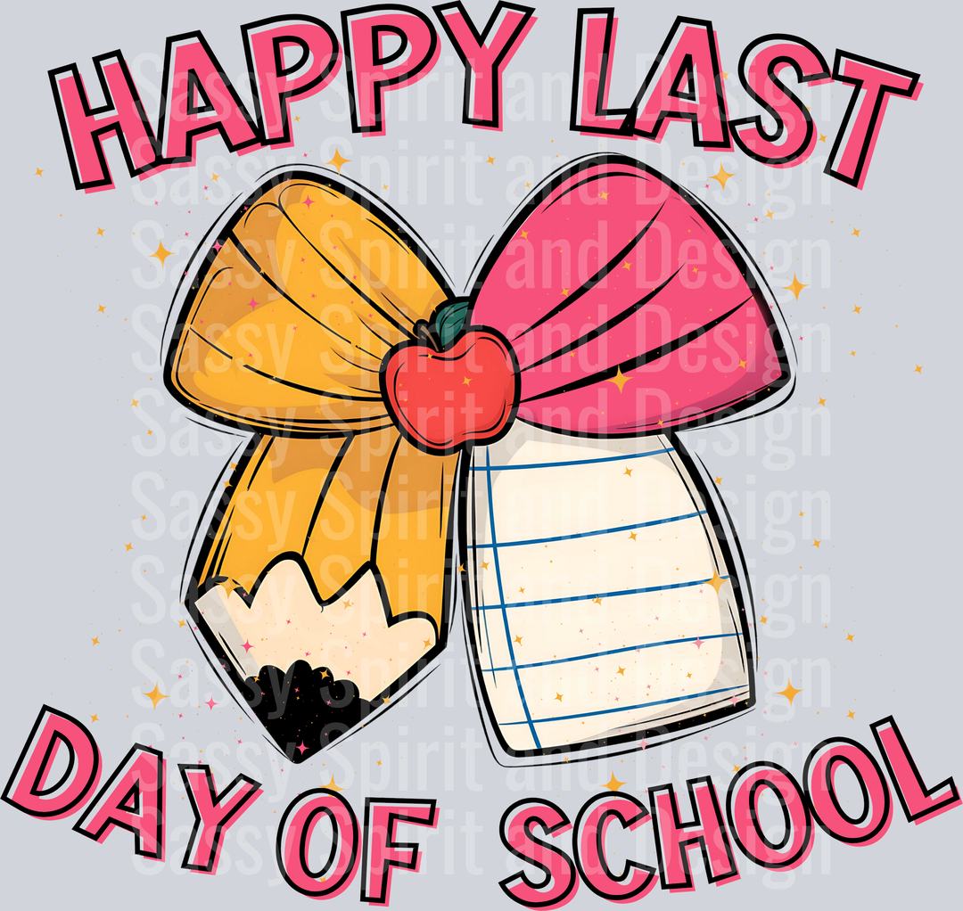 Happy Last Day Of School Pencil Paper Bow