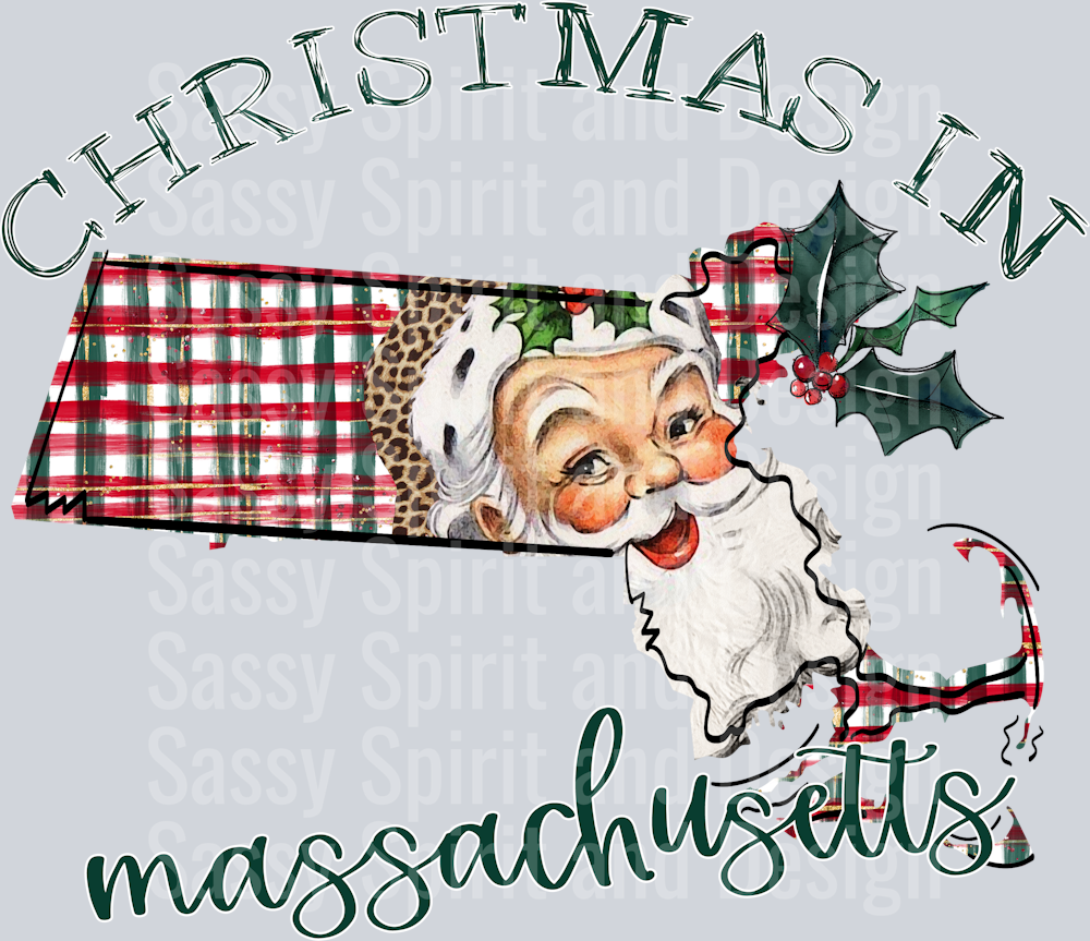 Christmas in State Santa State Set MASSACHUSETTS