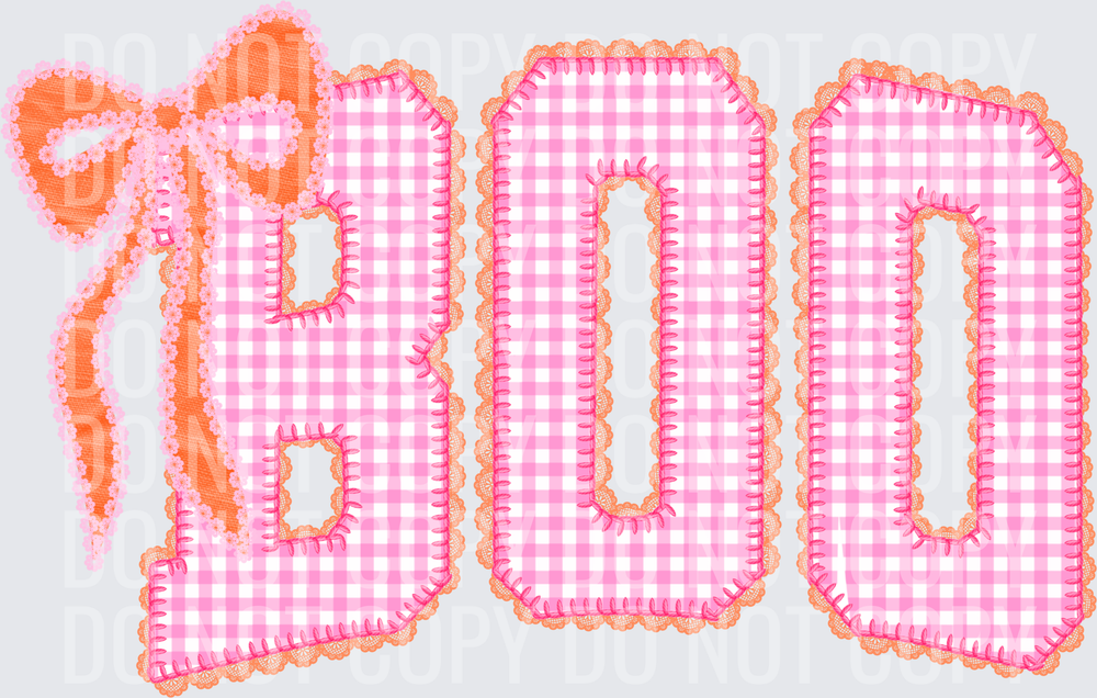 pink plaid boo with bow