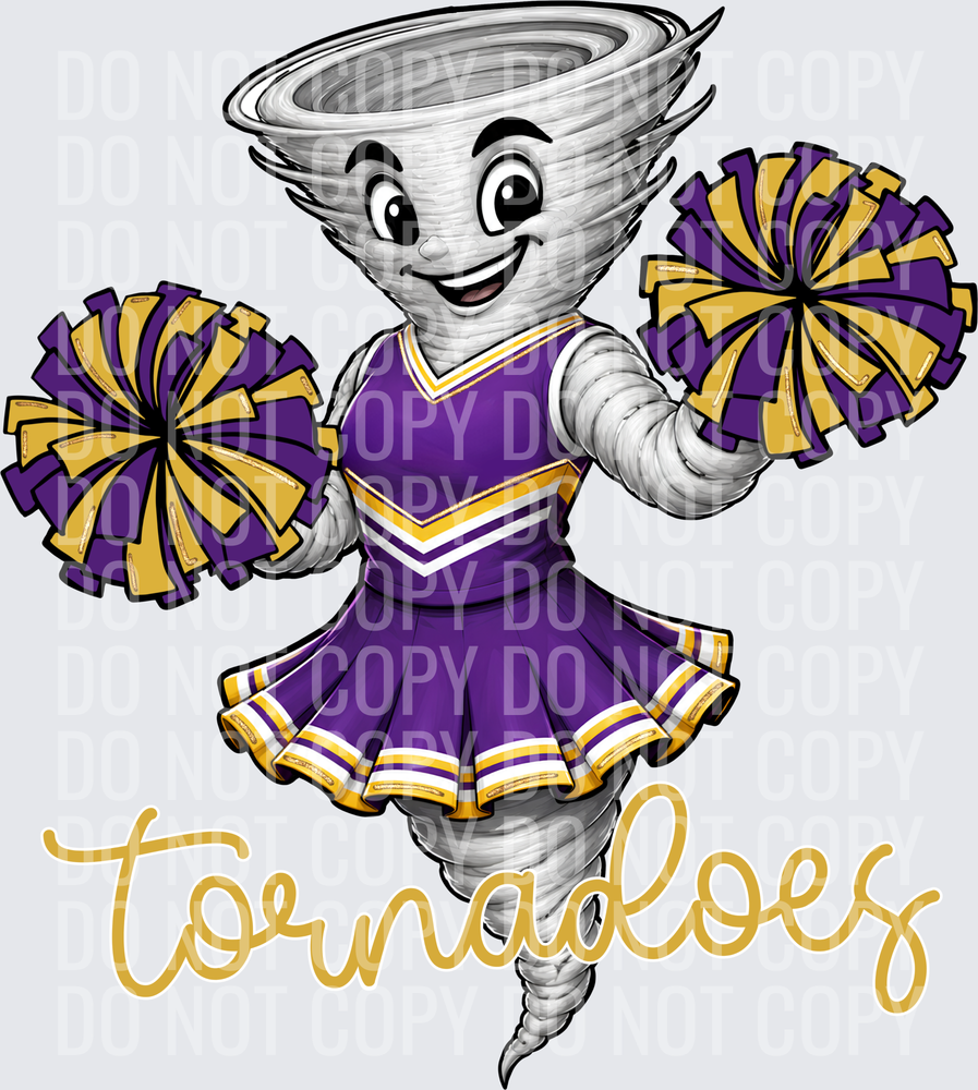Tornadoes Cheer Purple Yellow