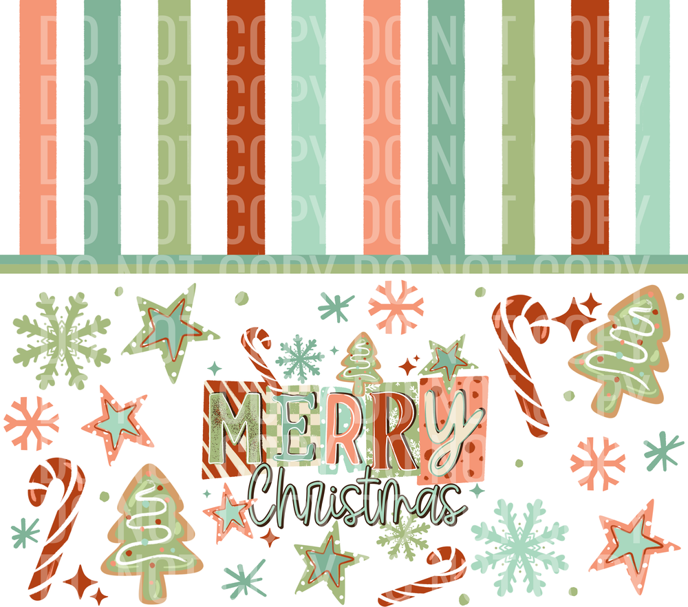 Stripe merry christmas tumbler wrap