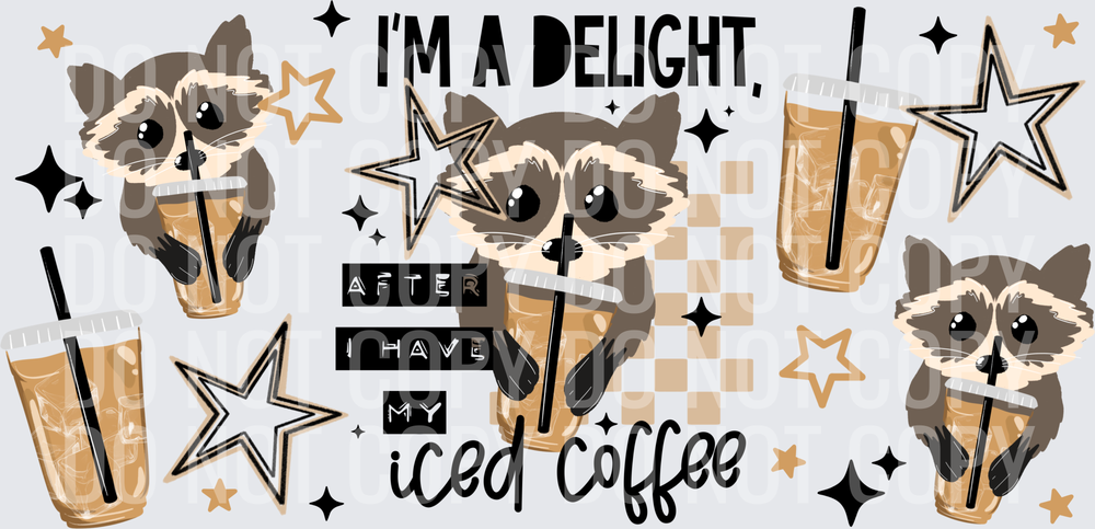 Delight Iced Coffee Raccoon 16oz Wrap