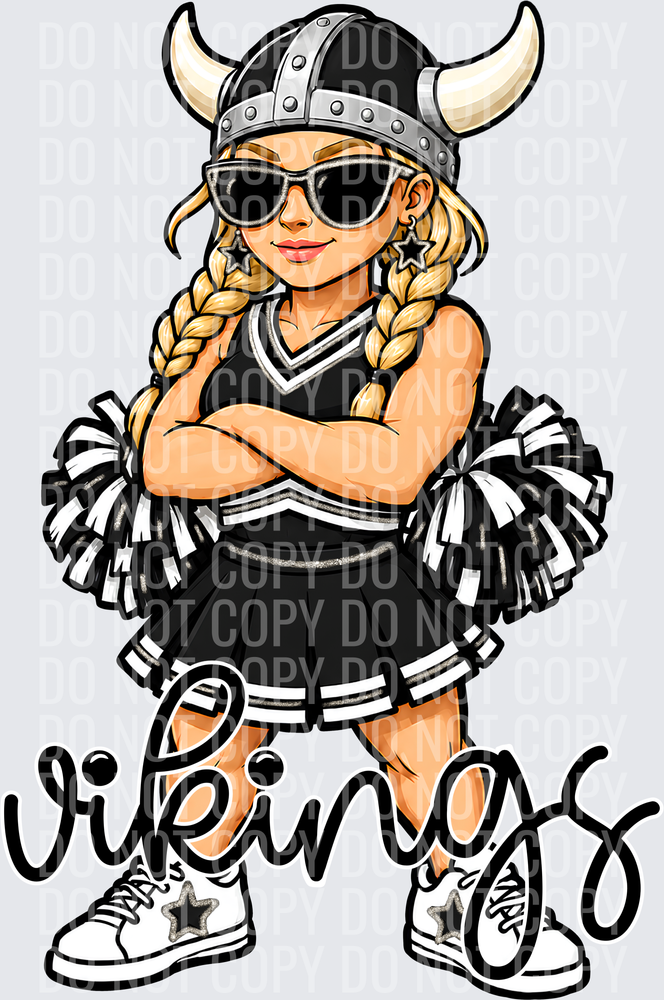 Vikings Cheer Black White