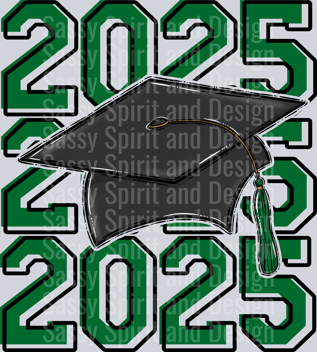 2025 Grad Cap Stacked Kelly Green