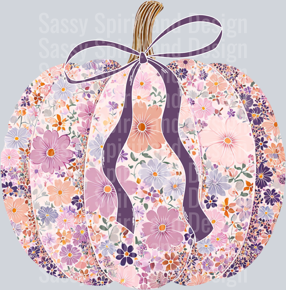 floral pumpkin with bow 300dpi