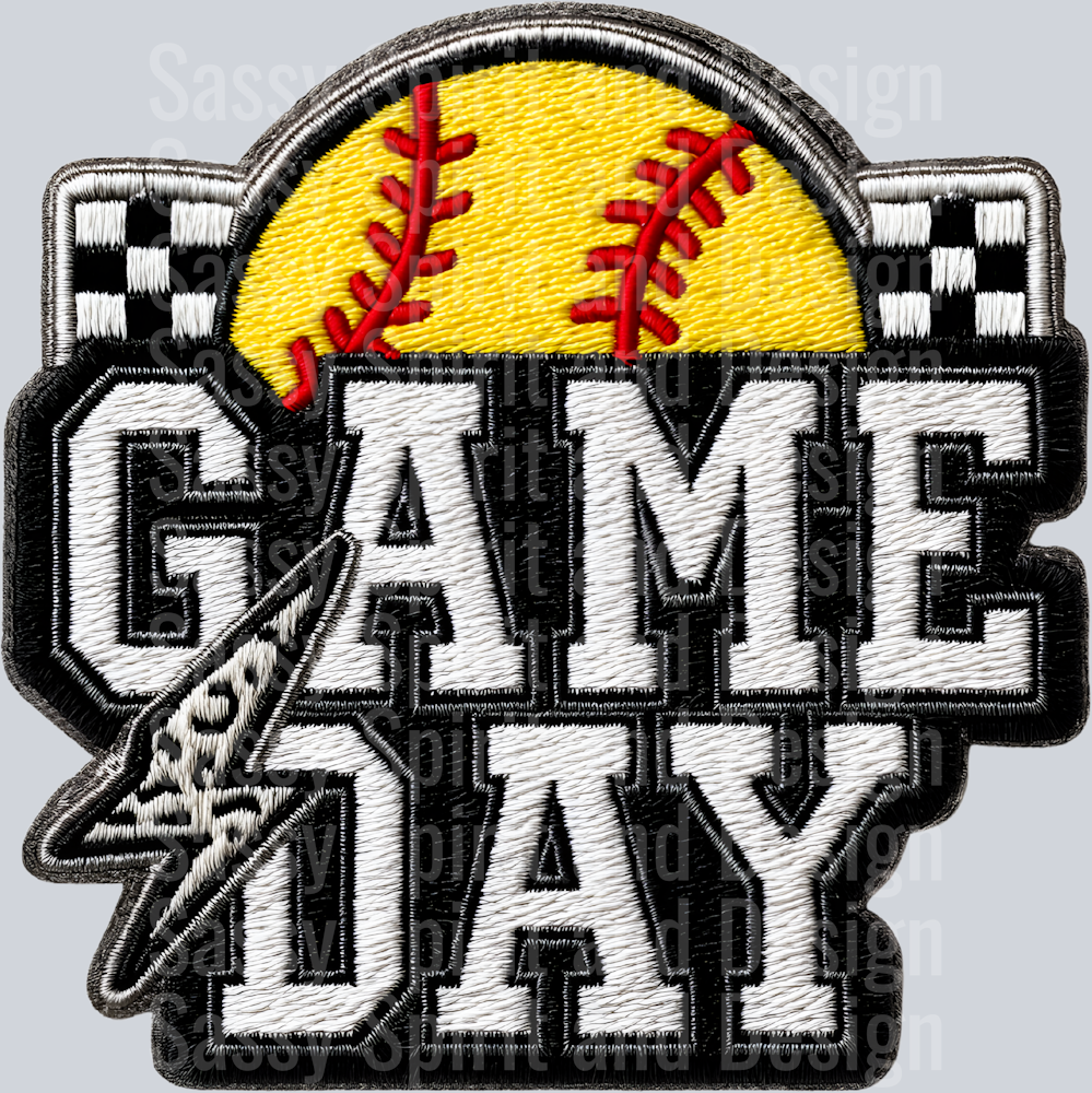 GAME DAY SOFTBALL FAUX EMBROIDERY