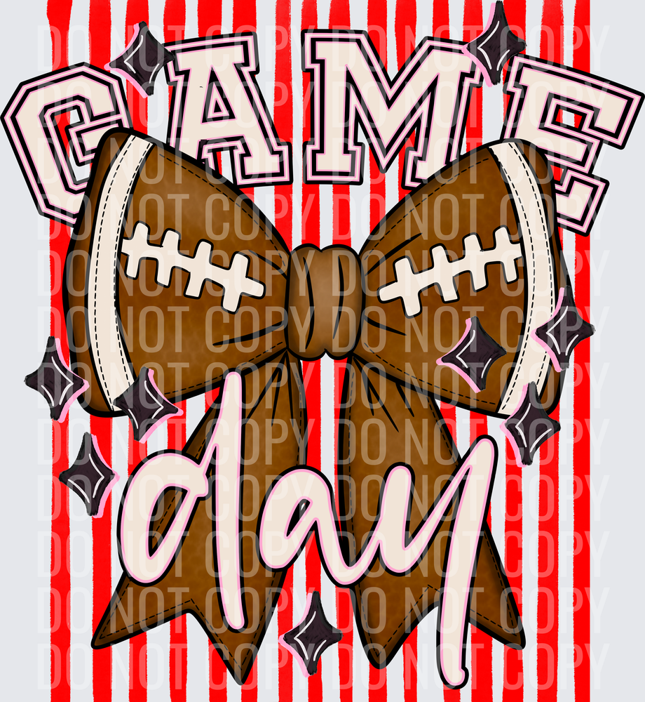 KayndiDesigns 05.26 Game Day Football Bow Red