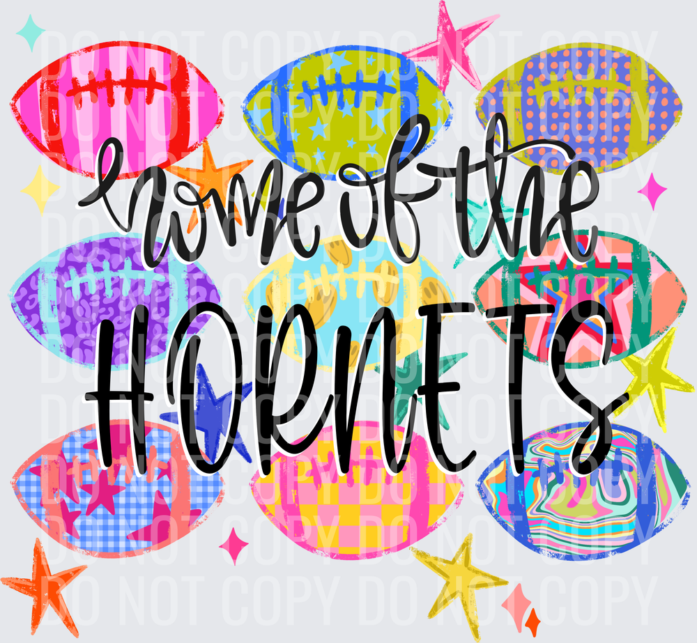 HORNETS Neon Football Collage