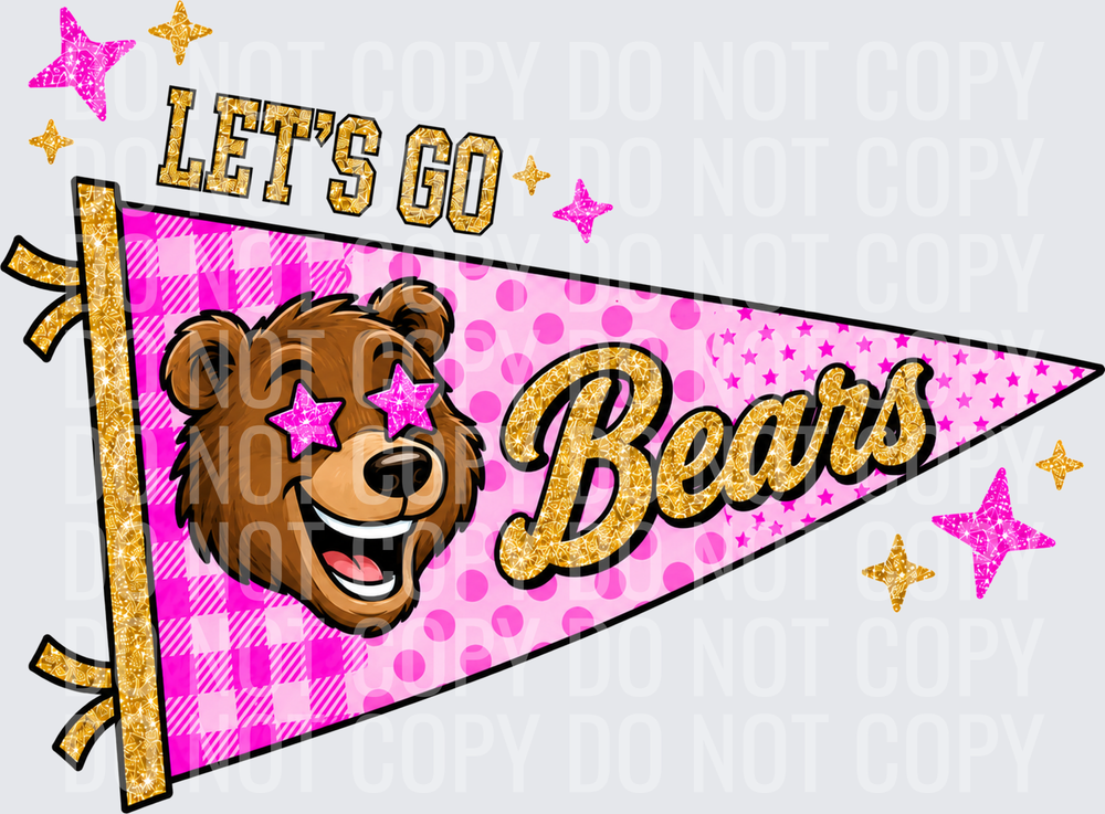 Cheerful pink pennant with bear mascot_print_300dpi