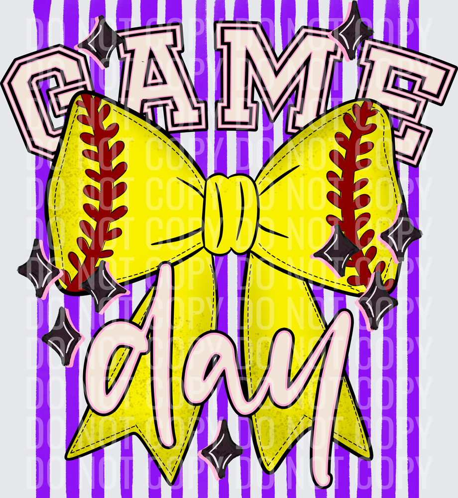 KayndiDesigns 05.26 Game Day Softball Bow Purple