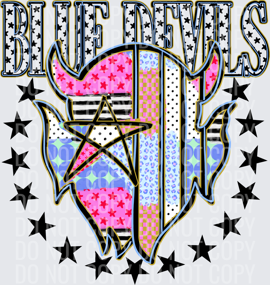 KayndiDesigns 09.26 Patchwork Varisty Stars Blue Devils 2