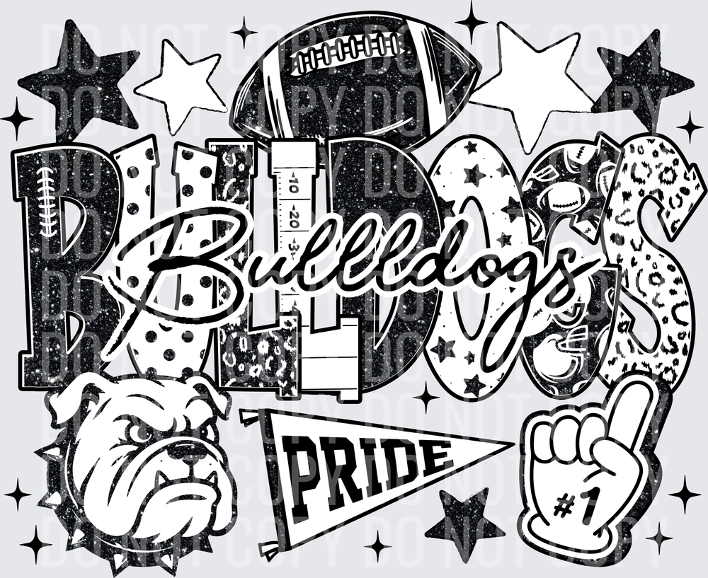 Bulldogs glitter b_w