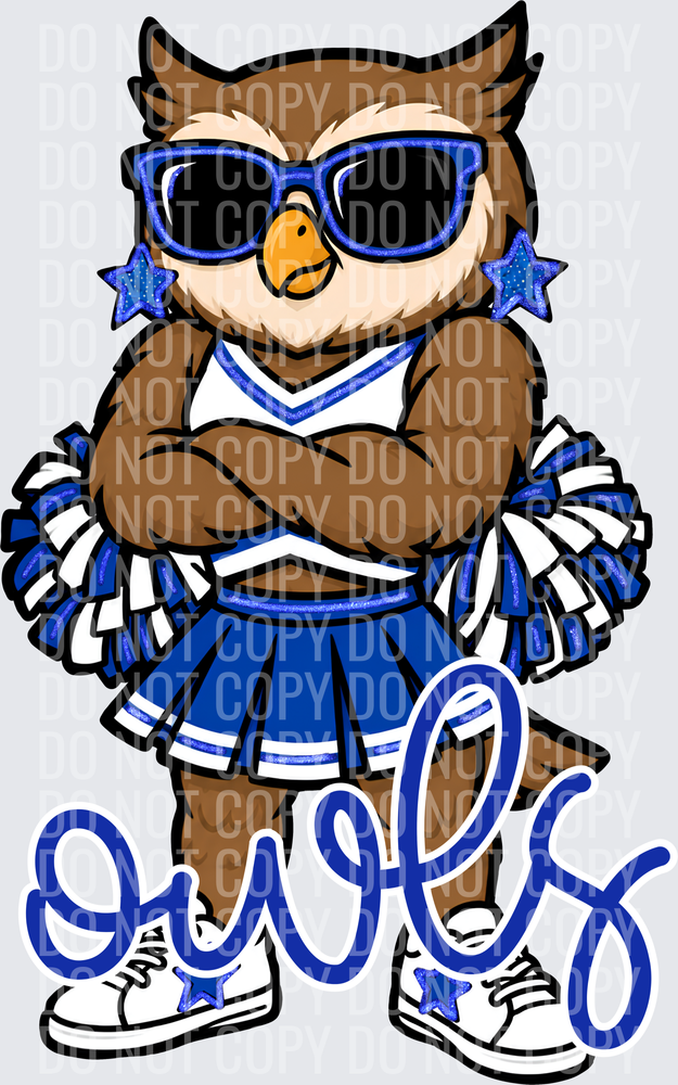 Owls Cheer Blue White
