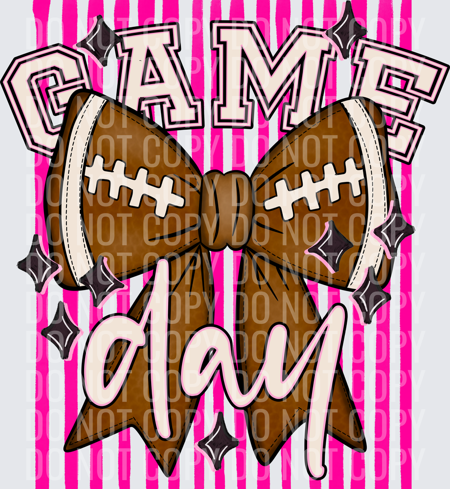 KayndiDesigns 05.26 Game Day Football Bow Pink
