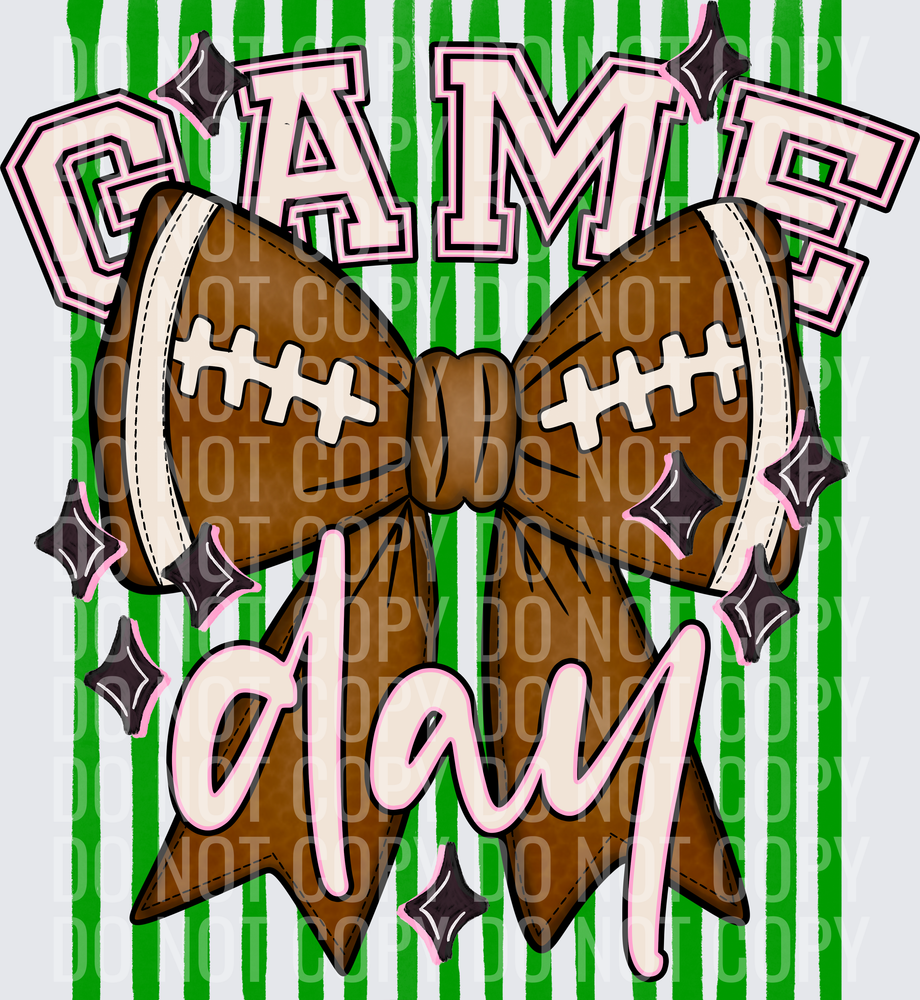KayndiDesigns 05.26 Game Day Football Bow Green
