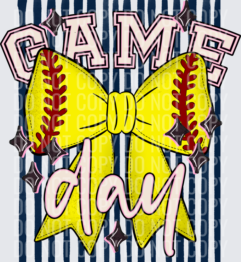KayndiDesigns 05.26 Game Day Softball Bow Navy