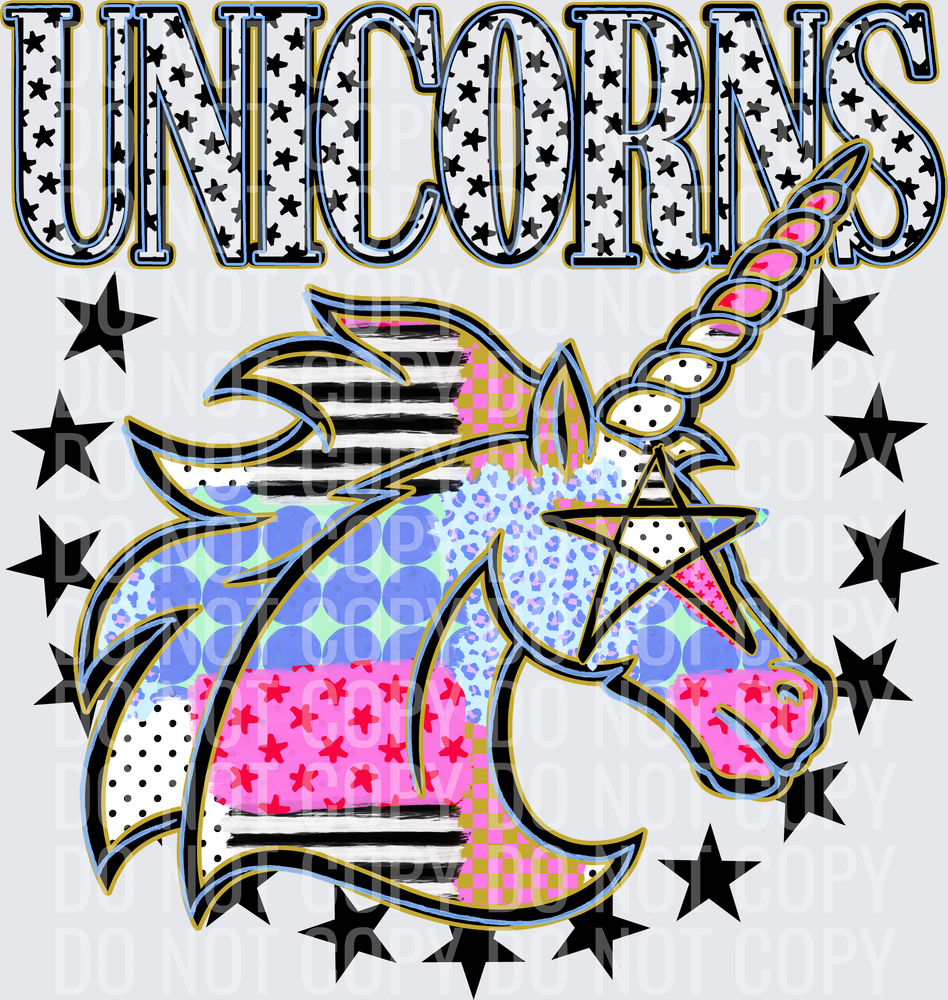 KayndiDesigns 09.26 Patchwork Varisty Stars Unicorns