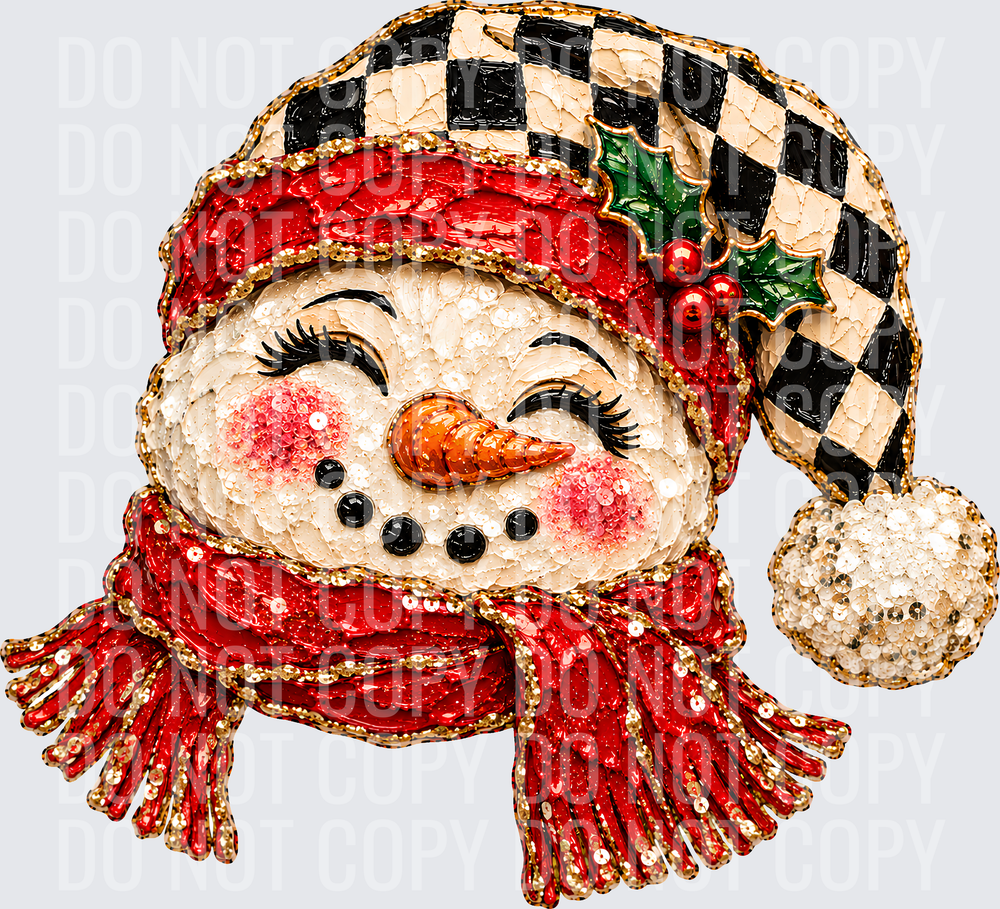 SNOWMAN FAUX PAINTED CHECKERED