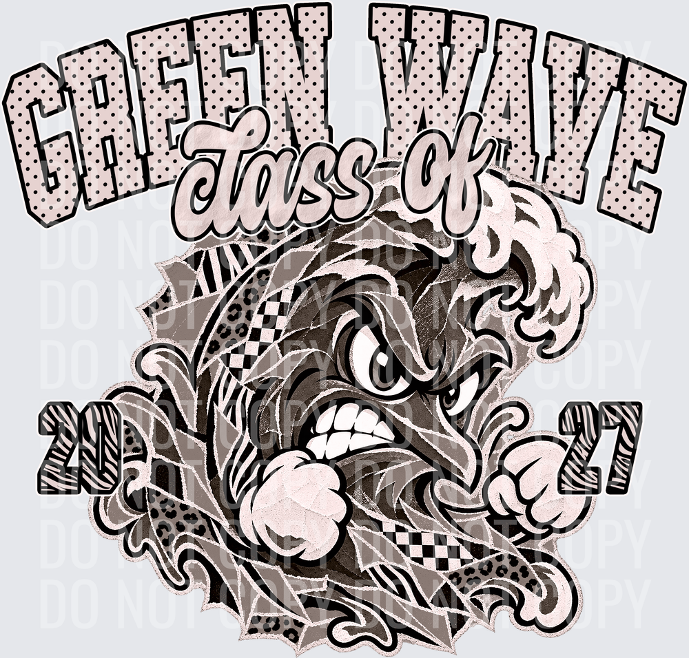 KayndiDesigns 10.26 Class of 2027 Neutral Green Wave