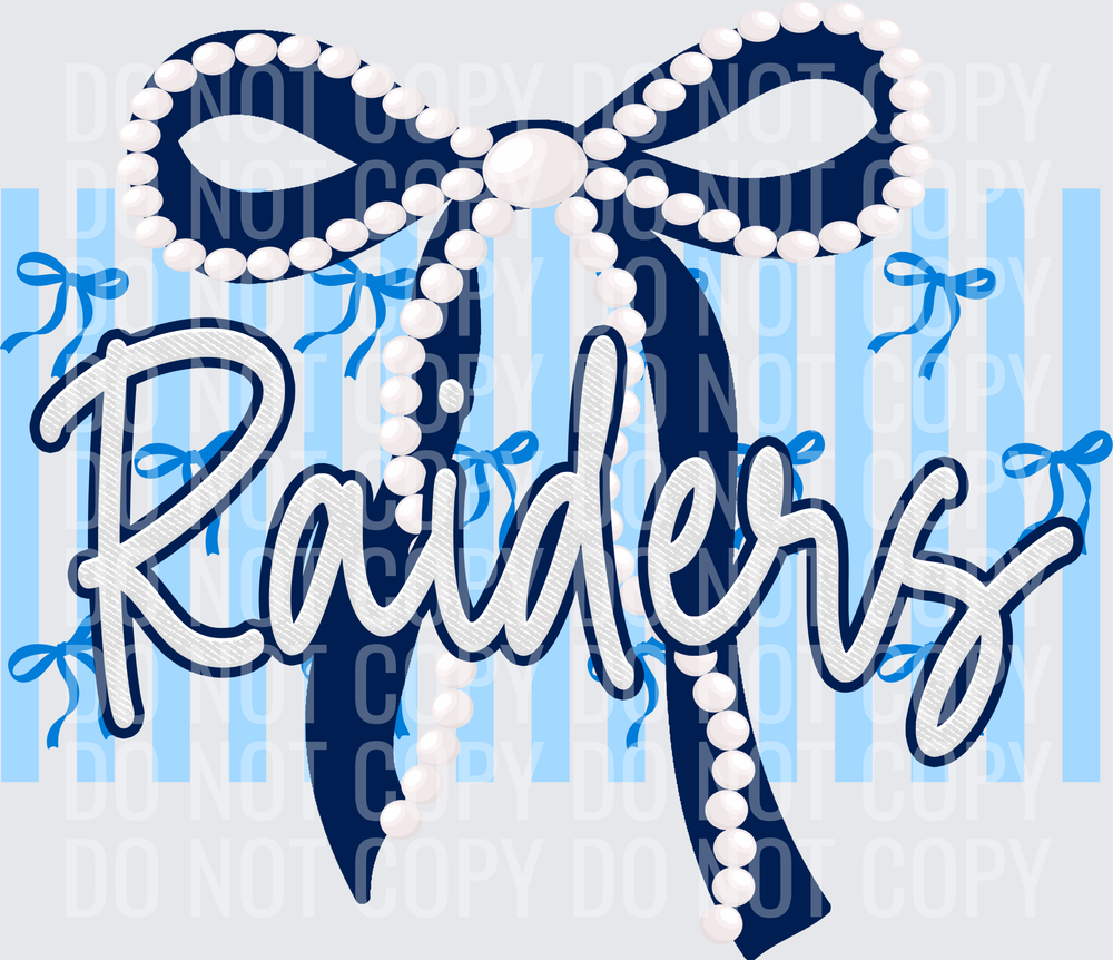 RAIDERS NAVY BLUE BOWS STRIPES N PEARLS