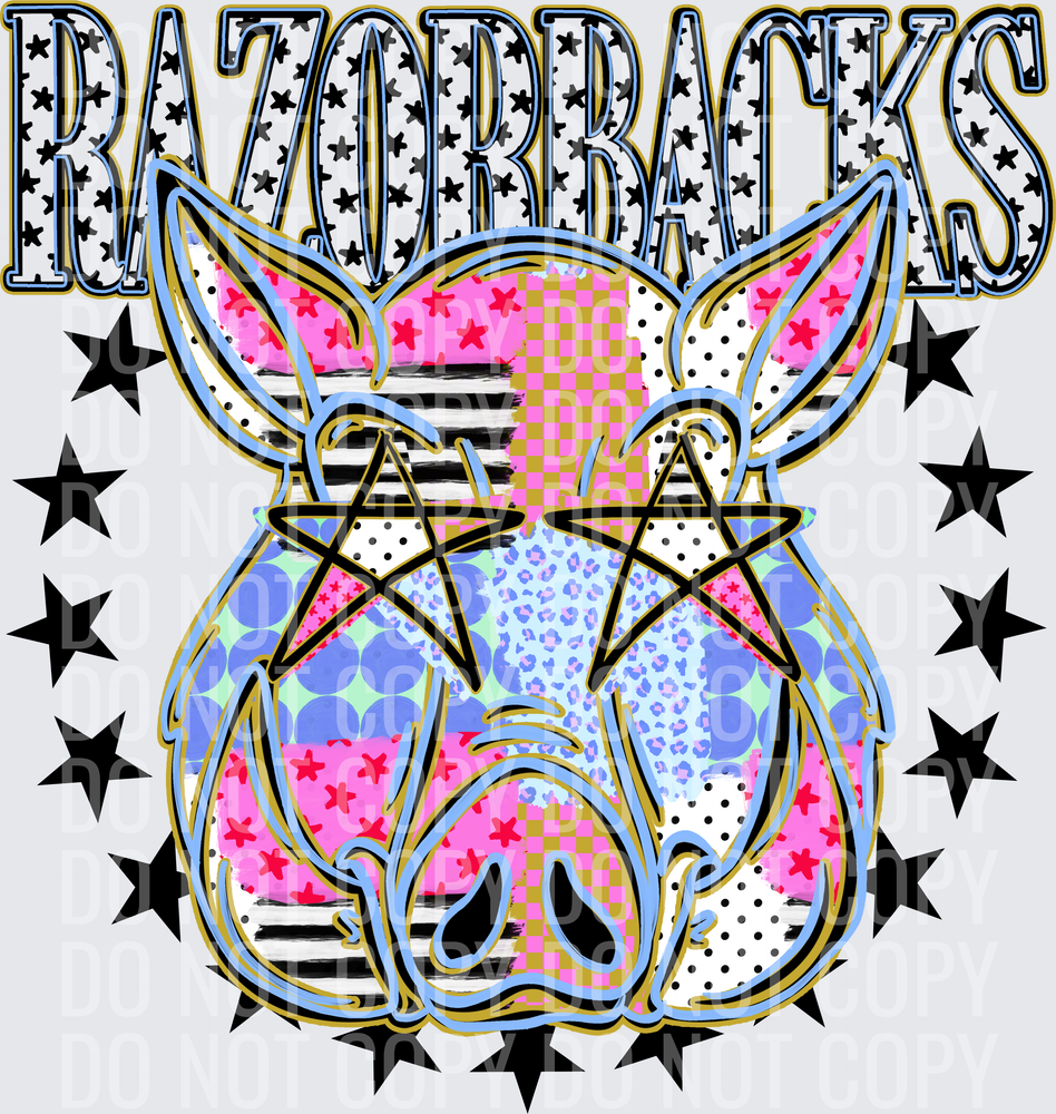 KayndiDesigns 09.26 Patchwork Varisty Stars Razorbacks