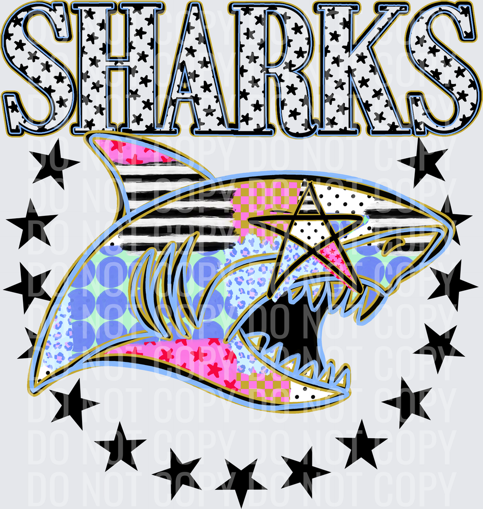 KayndiDesigns 09.26 Patchwork Varisty Stars Sharks