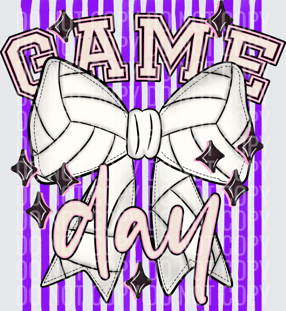 KayndiDesigns 05.26 Game Day Volleyball Bow Purple
