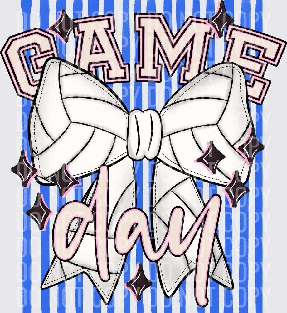 KayndiDesigns 05.26 Game Day Volleyball Bow Blue