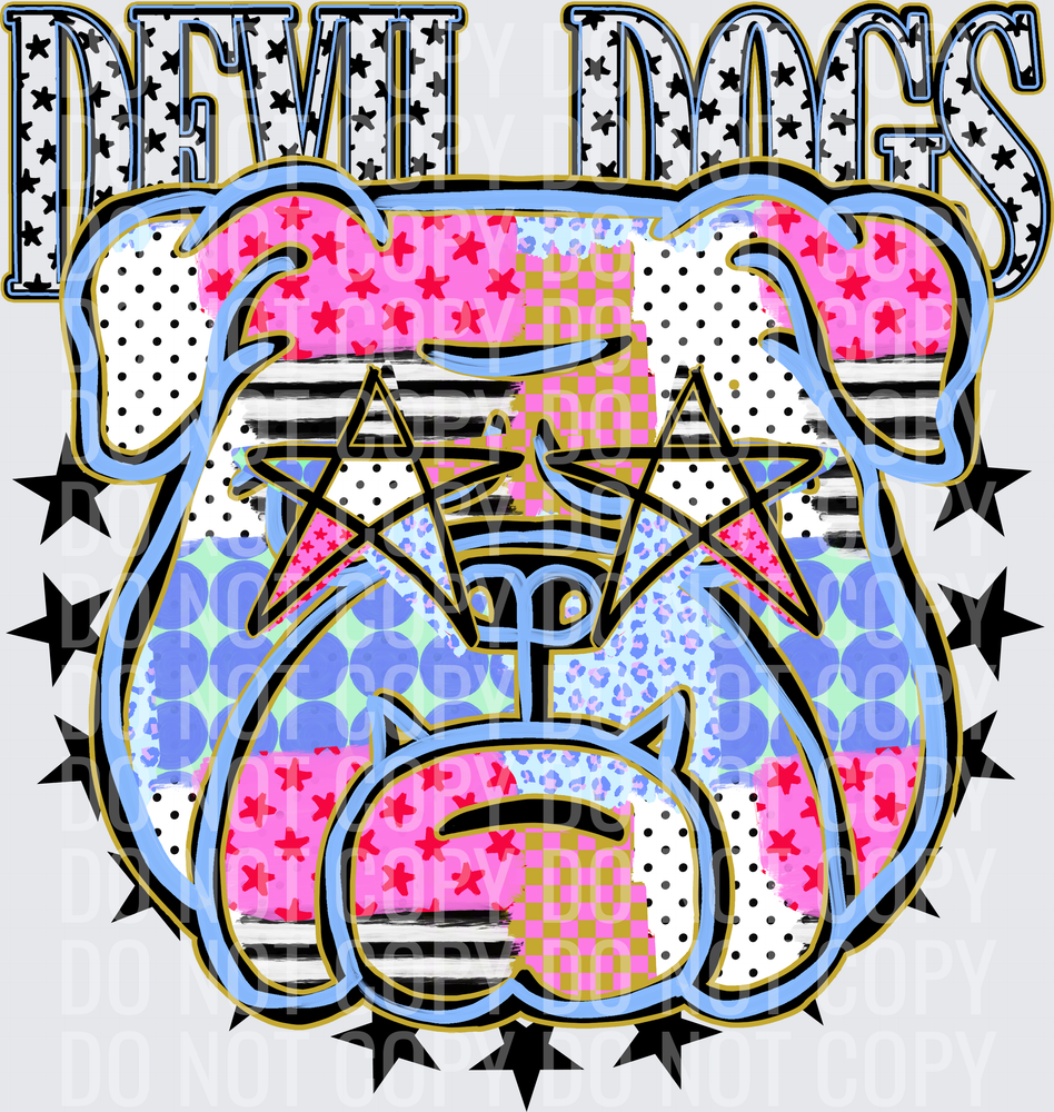 KayndiDesigns 09.26 Patchwork Varisty Stars Devil Dogs