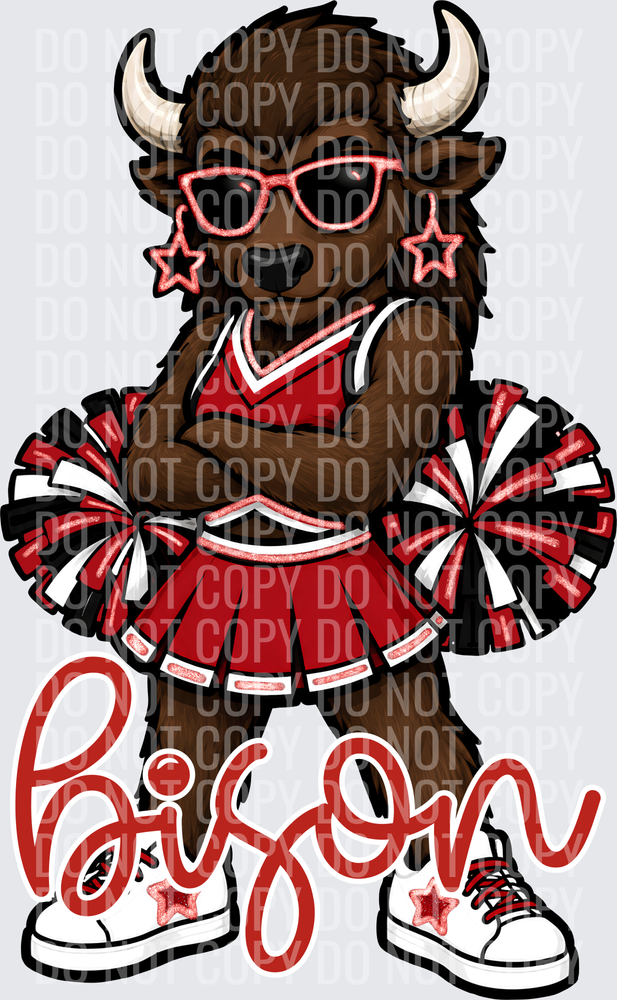 Bison Cheer Red Black