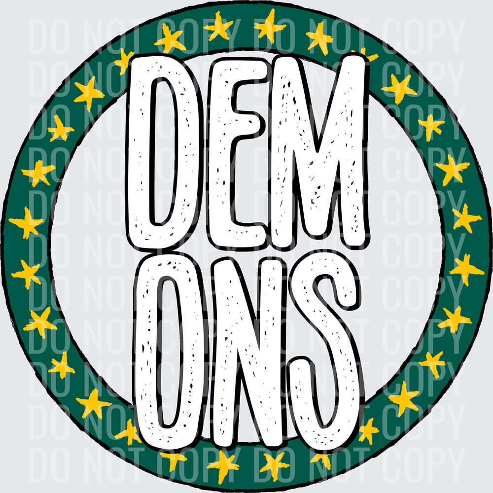 DemonsStarCircleForestGreenYellowGold