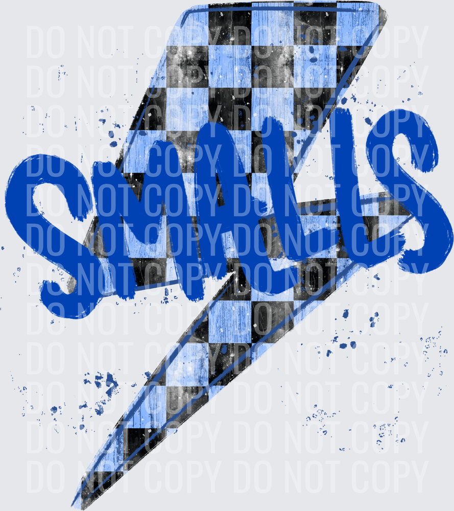 Smalls Blue Checkered Lightning Bolt Grunge Splatter
