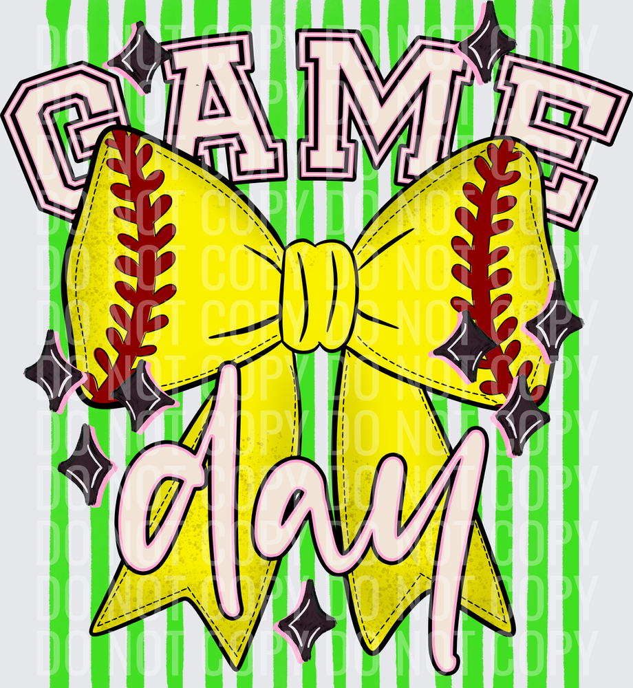 KayndiDesigns 05.26 Game Day Softball Bow Green Bright