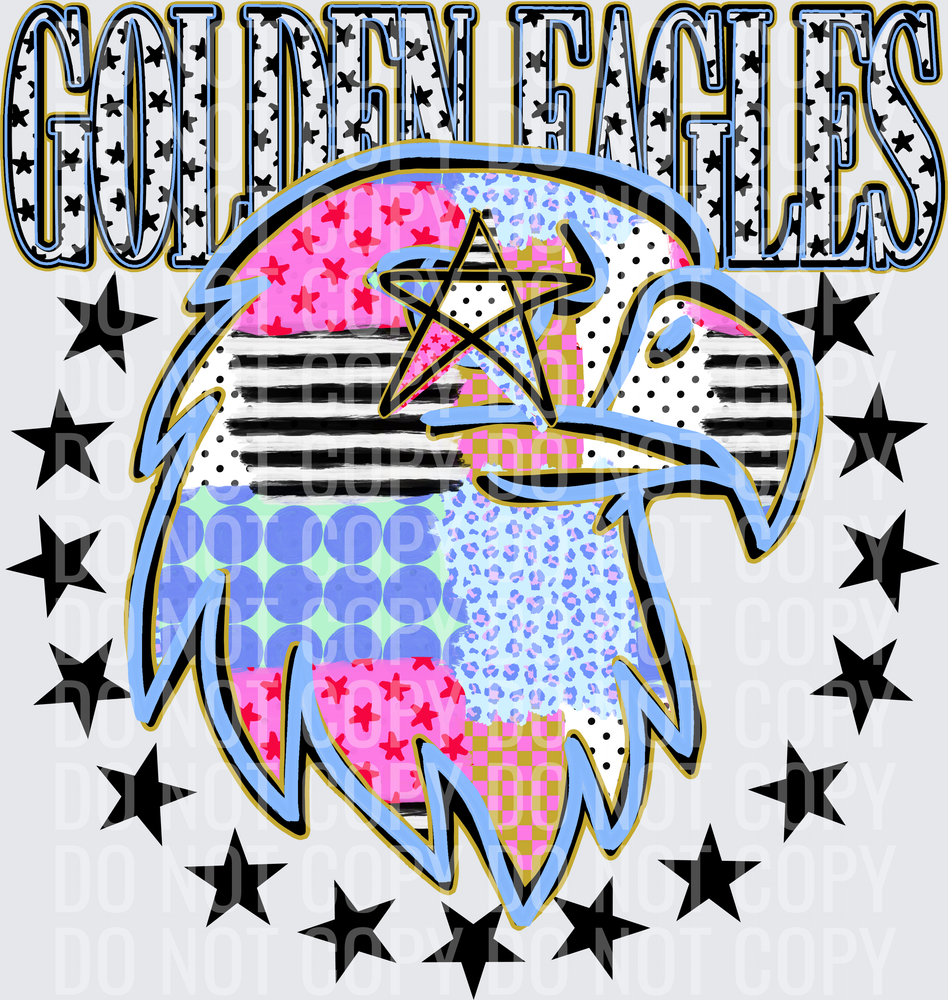 KayndiDesigns 09.26 Patchwork Varisty Stars Golden Eagles
