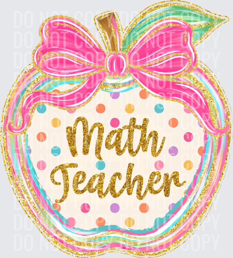 Math Teacher polka dot apple