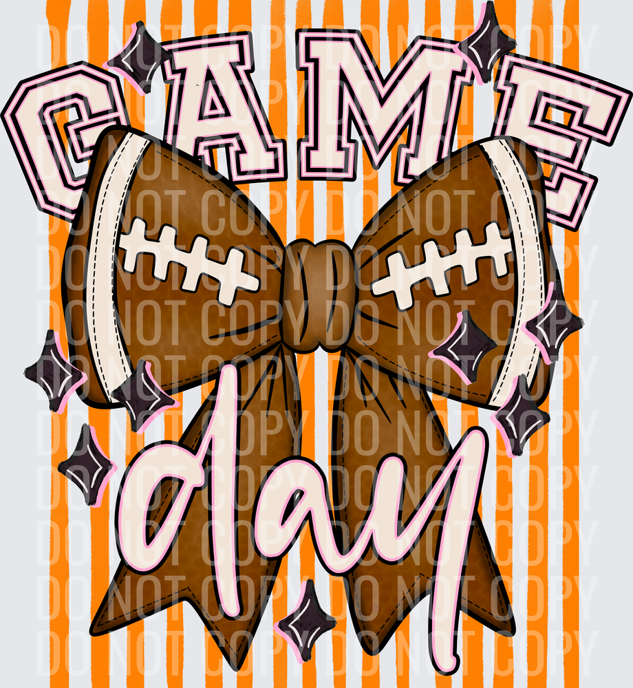 KayndiDesigns 05.26 Game Day Football Bow Orange