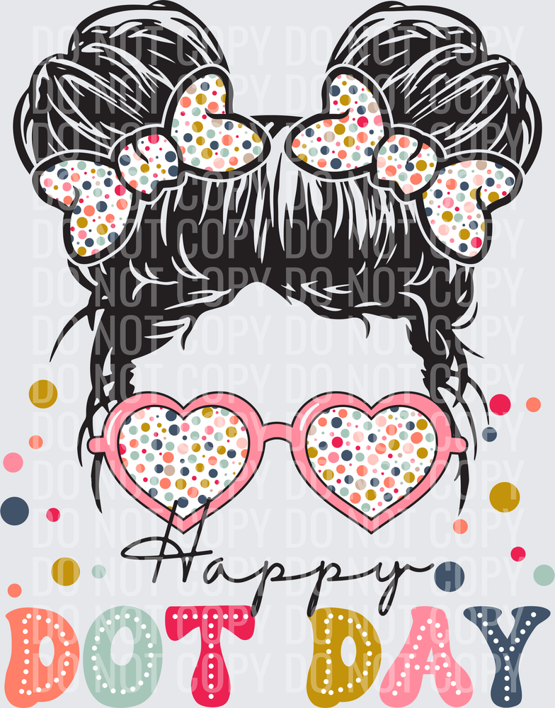 Happy Dot Day Messy Bun Kids Teacher