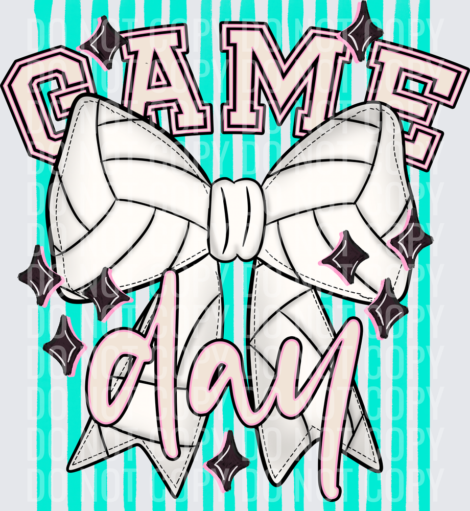 KayndiDesigns 05.26 Game Day Volleyball Bow Teal