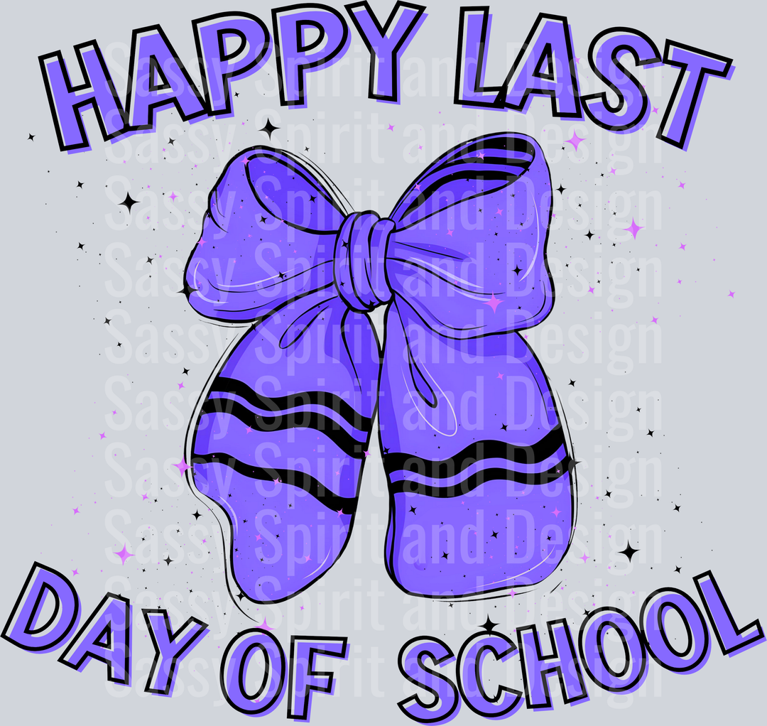 Happy Last Day Of School Purple Crayon Bow